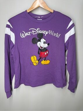NEW Disney Parks Walt Disney World Mickey Mouse Varsity Sweatshirt Purple Cozy